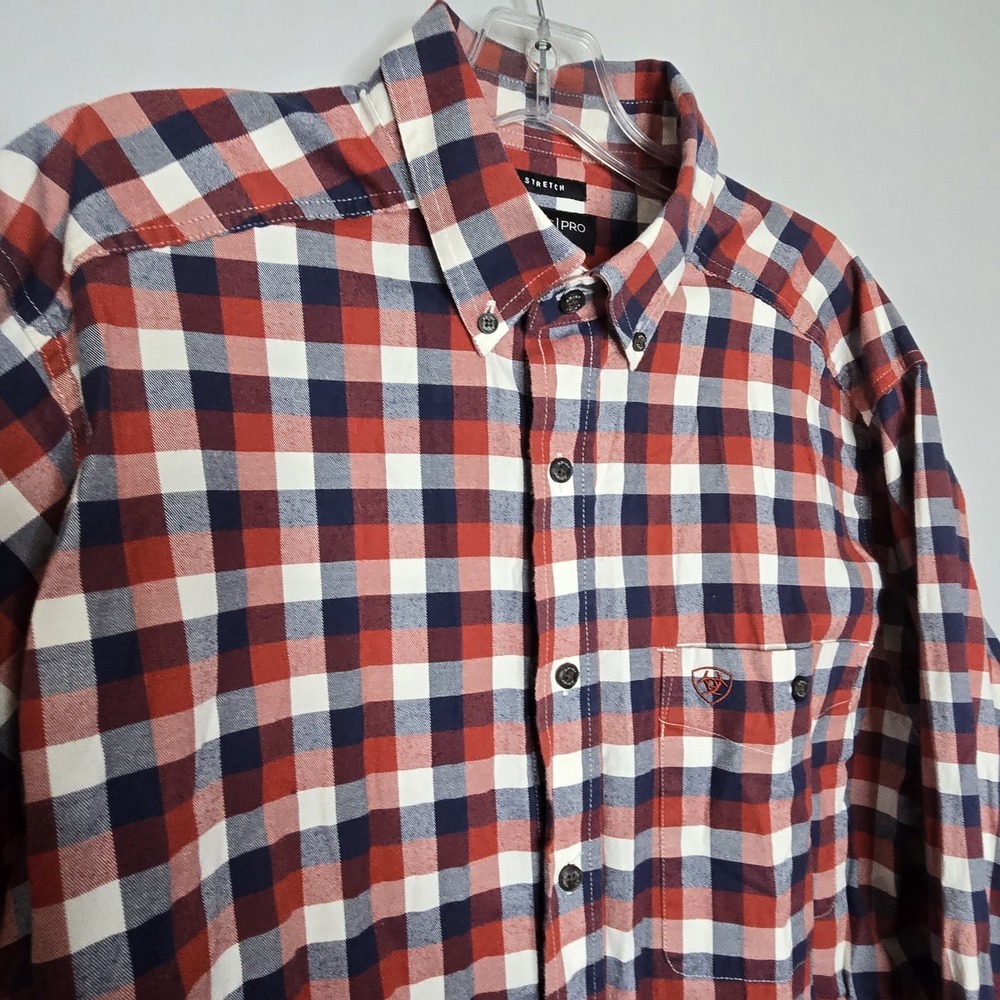 Ariat Pro‎ Series Stretch Plaid Long Sleeve Western Button Down Shirt Large Tall